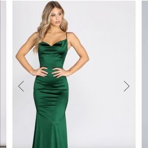 Long Satin green dress NWT